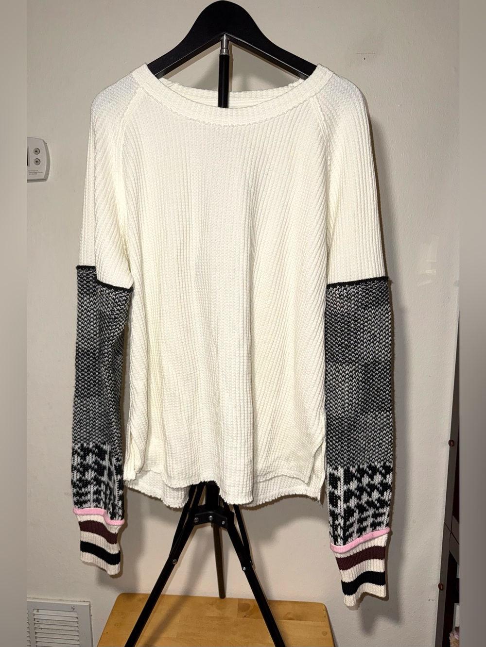 Free People We the Free Mod About You Cuff Raglan Pullover  combo, sz S, NWT